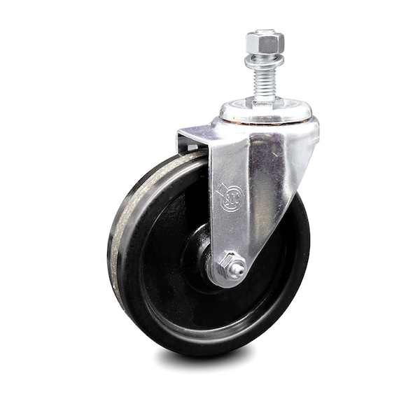 5 Inch Phenolic Wheel Swivel 12mm Threaded Stem Caster